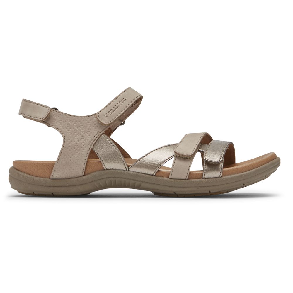 Rockport Canada Cobb Hill Rubey 3-Strap - Womens Sandals Taupe (SCQ912703)